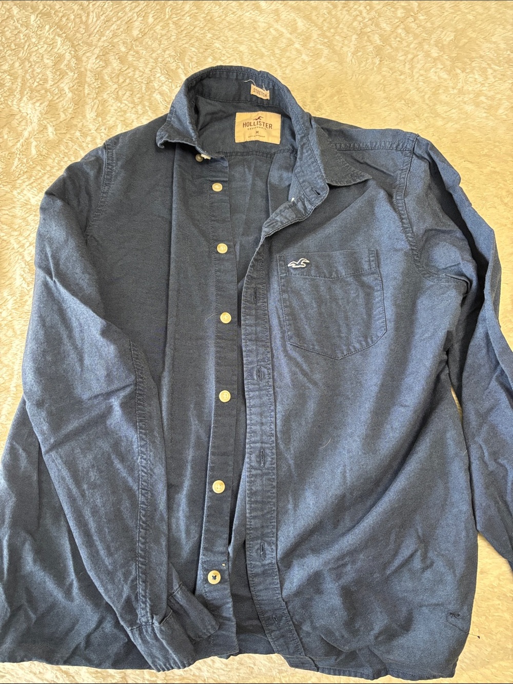 Hollister Dark Blue Long-Sleeve Button-Down Shirt